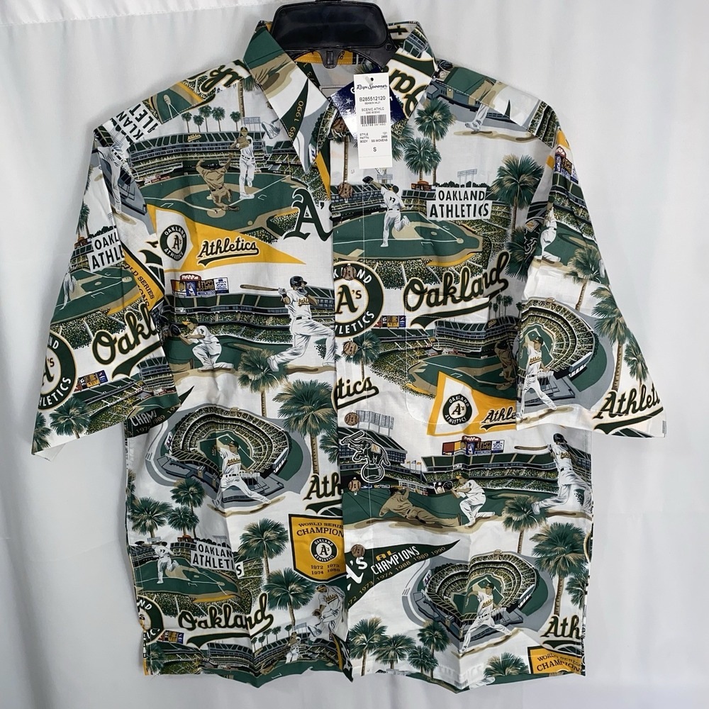 NWT Reyn Spooner Oakland A's Athletics Button Down Hawaiian Shirt MLB Mens Small